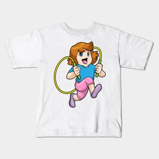 Girl at Fitness with Skipping rope Kids T-Shirt